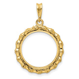 10 cents US Dime Prong Set Bamboo Coin Bezel in 14k Yellow Gold