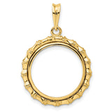 10 cents US Dime Prong Set Bamboo Coin Bezel in 14k Yellow Gold