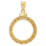 10 cents US Dime Screw Top Tight Wheat Chain Coin Bezel in 14k Yellow Gold