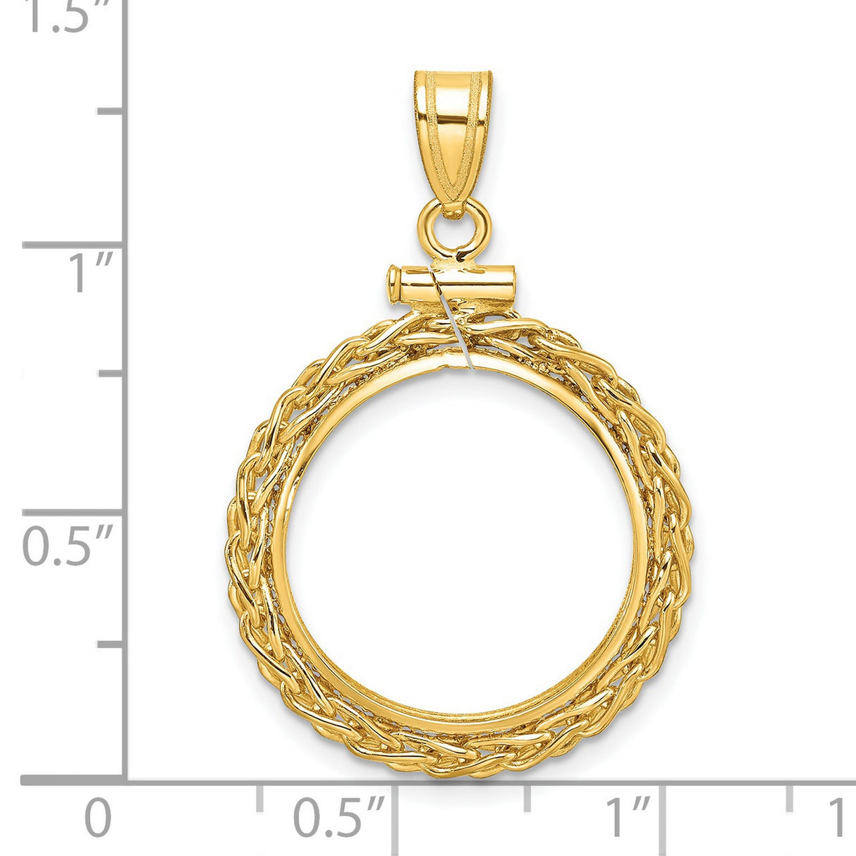 10 cents US Dime Screw Top Tight Wheat Chain Coin Bezel in 14k Yellow Gold