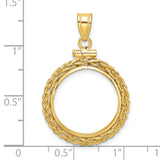 10 cents US Dime Screw Top Tight Wheat Chain Coin Bezel in 14k Yellow Gold