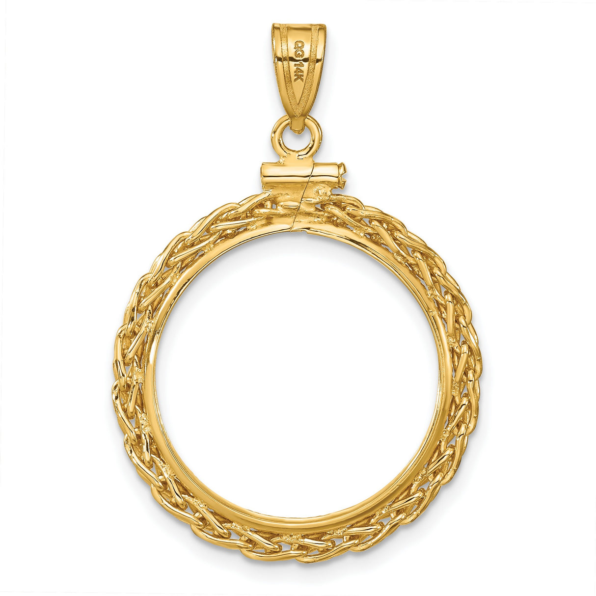 $5 US Indian Half Eagle Screw Top Tight Chain Coin Bezel in 14k Yellow Gold