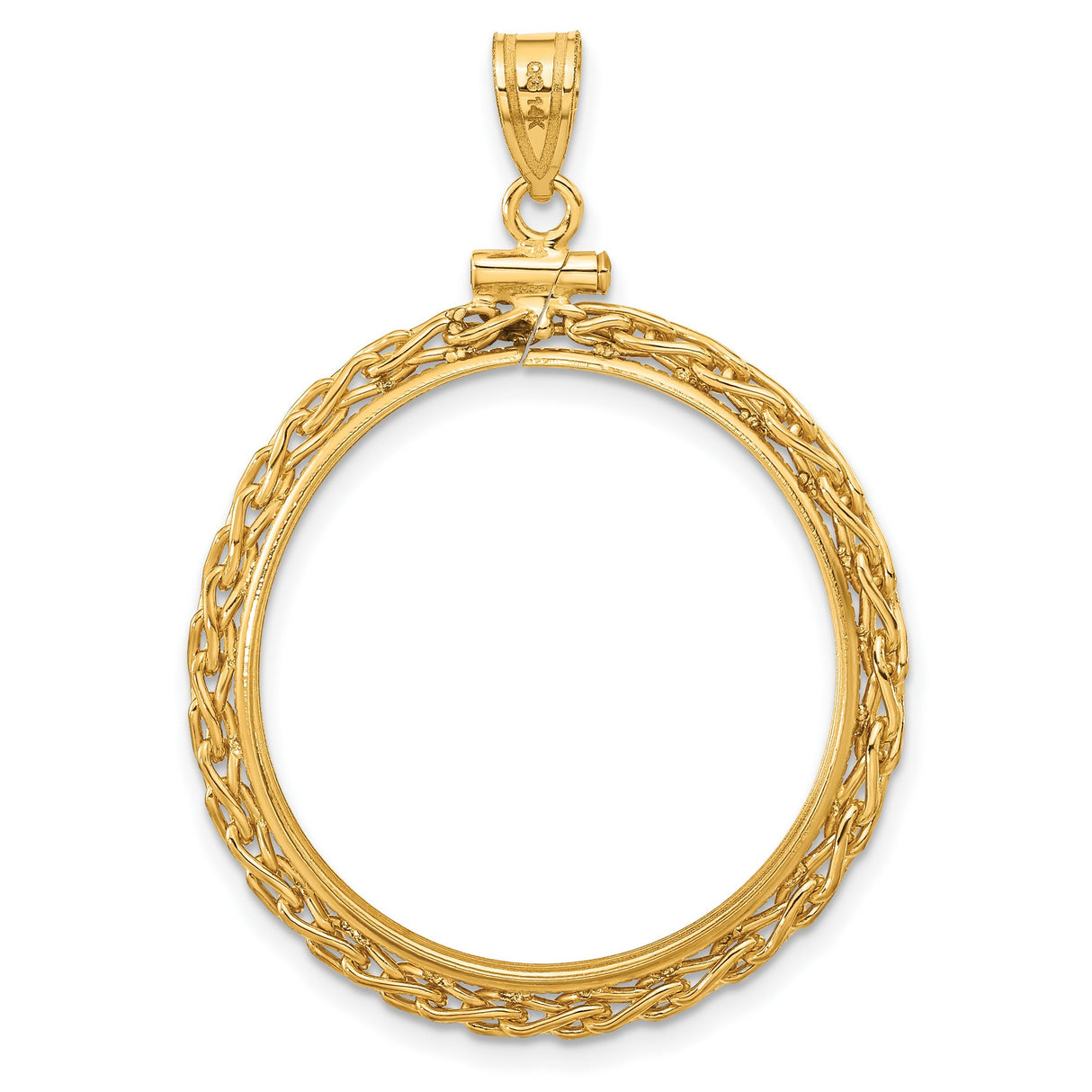 $10 US Indian Eagle Screw Top Tight Wheat Chain Coin Bezel in 14k Yellow Gold