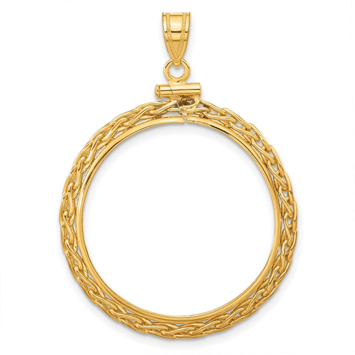 $10 US Liberty Eagle Screw Top Tight Wheat Chain Coin Bezel in 14k Yellow Gold