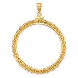 1 oz Australian Lunar Tiger Screw Top Tight Wheat Chain Coin Bezel in 14k Yellow Gold