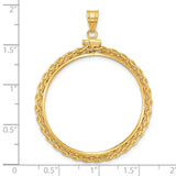 1 oz Australian Lunar Tiger Screw Top Tight Wheat Chain Coin Bezel in 14k Yellow Gold