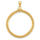 1 oz Australian Lunar Tiger Screw Top Tight Wheat Chain Coin Bezel in 14k Yellow Gold