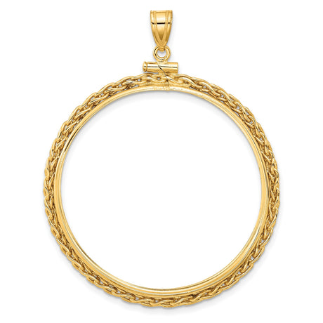 50 Pecos Mexican Peso Screw Top Tight Chain Coin Bezel in 14k Yellow Gold