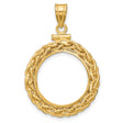 10 cents US Barber Dime Screw Top Loose Wheat Chain Coin Bezel in 14k Yellow Gold