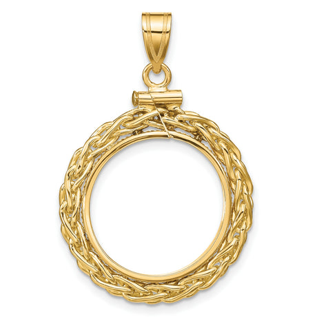 10 cents US Dime Screw Top Loose Wheat Chain Coin Bezel in 14k Yellow Gold