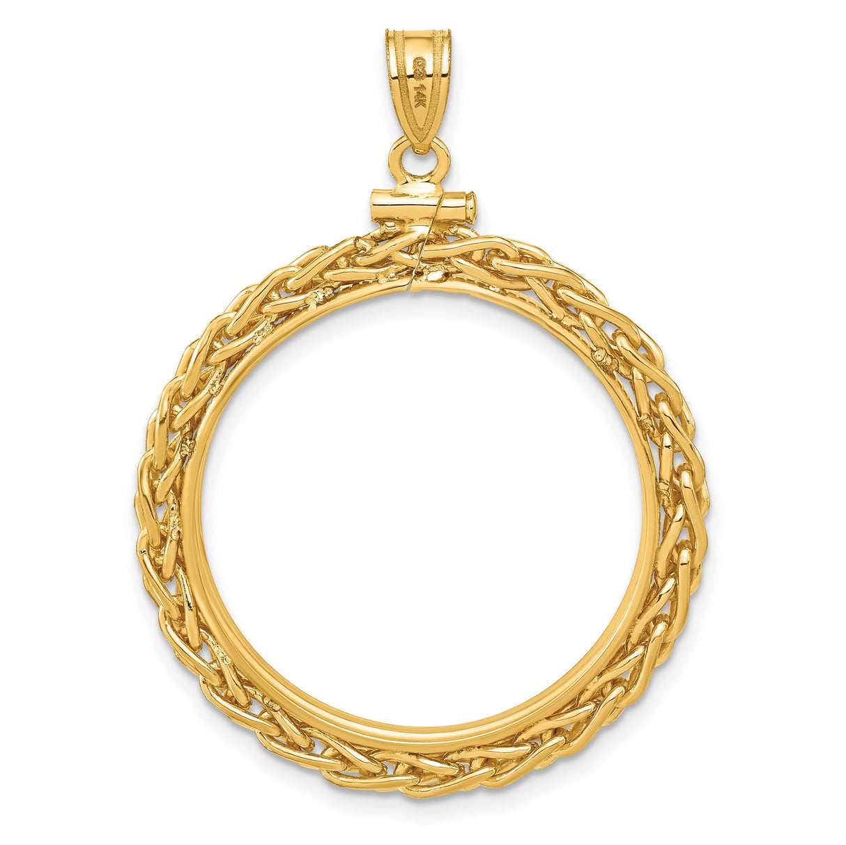 $10 US Indian Eagle Screw Top Loose Wheat Chain Coin Bezel in 14k Yellow Gold