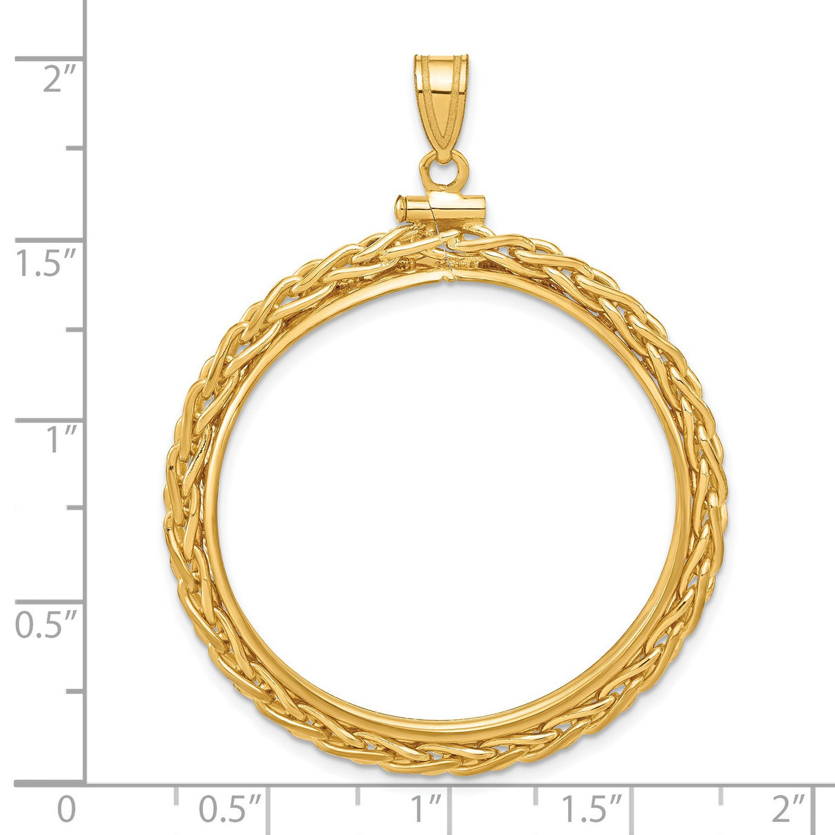 1 oz Australian Lunar Tiger Screw Top Loose Wheat Chain Coin Bezel in 14k Yellow Gold