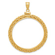 1 oz Australian Lunar Tiger Screw Top Loose Wheat Chain Coin Bezel in 14k Yellow Gold