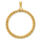 50 Pecos Mexican Peso Screw Top Loose Chain Coin Bezel in 14k Yellow Gold