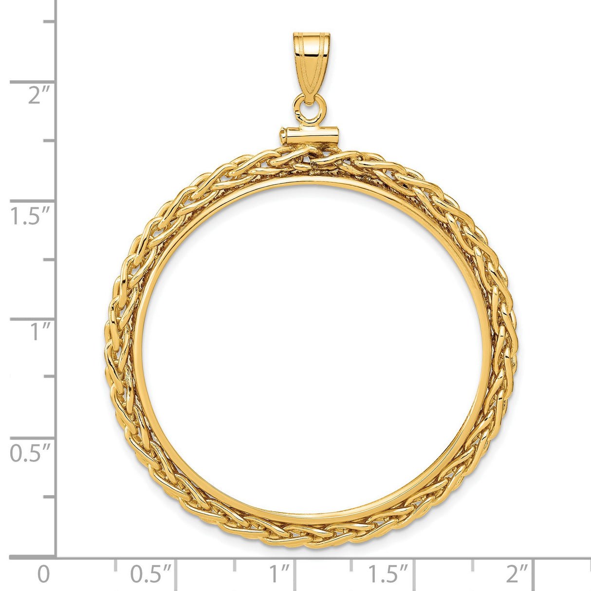 50 Pecos Mexican Peso Screw Top Loose Chain Coin Bezel in 14k Yellow Gold