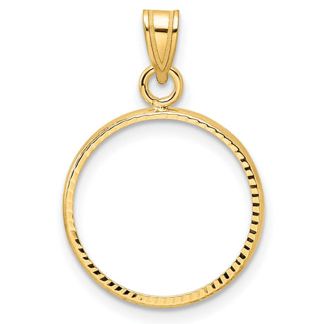  Mexican Peso Prong Set Plain Diamond-Cut Coin Bezel in 14k Yellow Gold