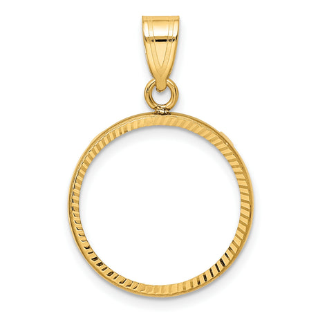 10 cents US Dime Prong Set Plain Diamond-Cut Coin Bezel in 14k Yellow Gold