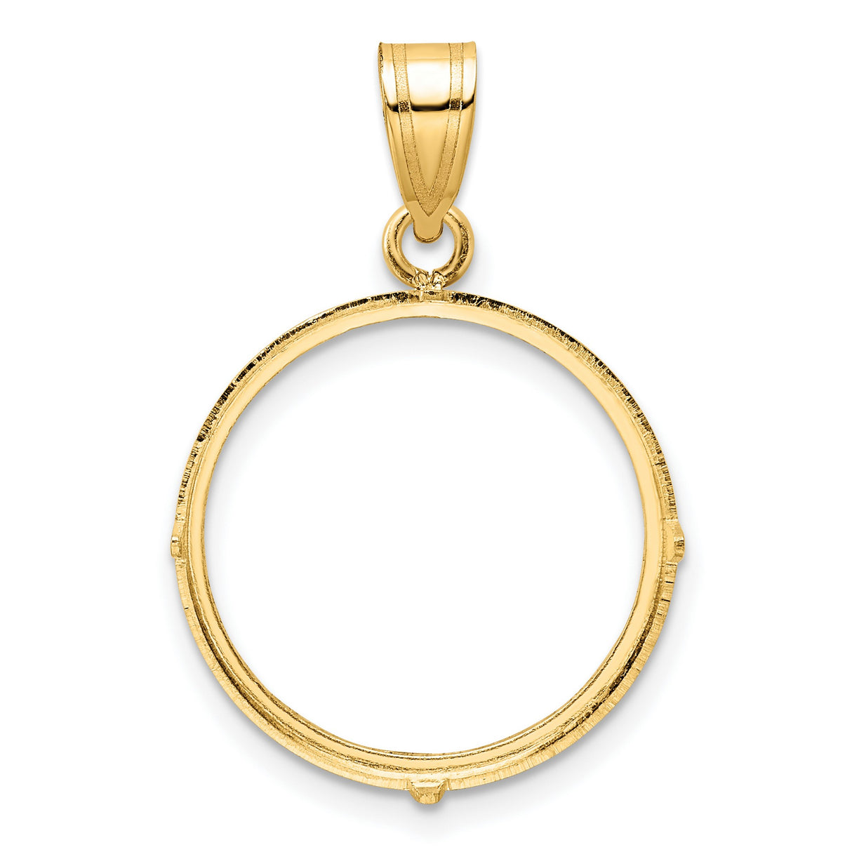 Mexican Peso Prong Set Plain Diamond-Cut Coin Bezel in 14k Yellow Gold