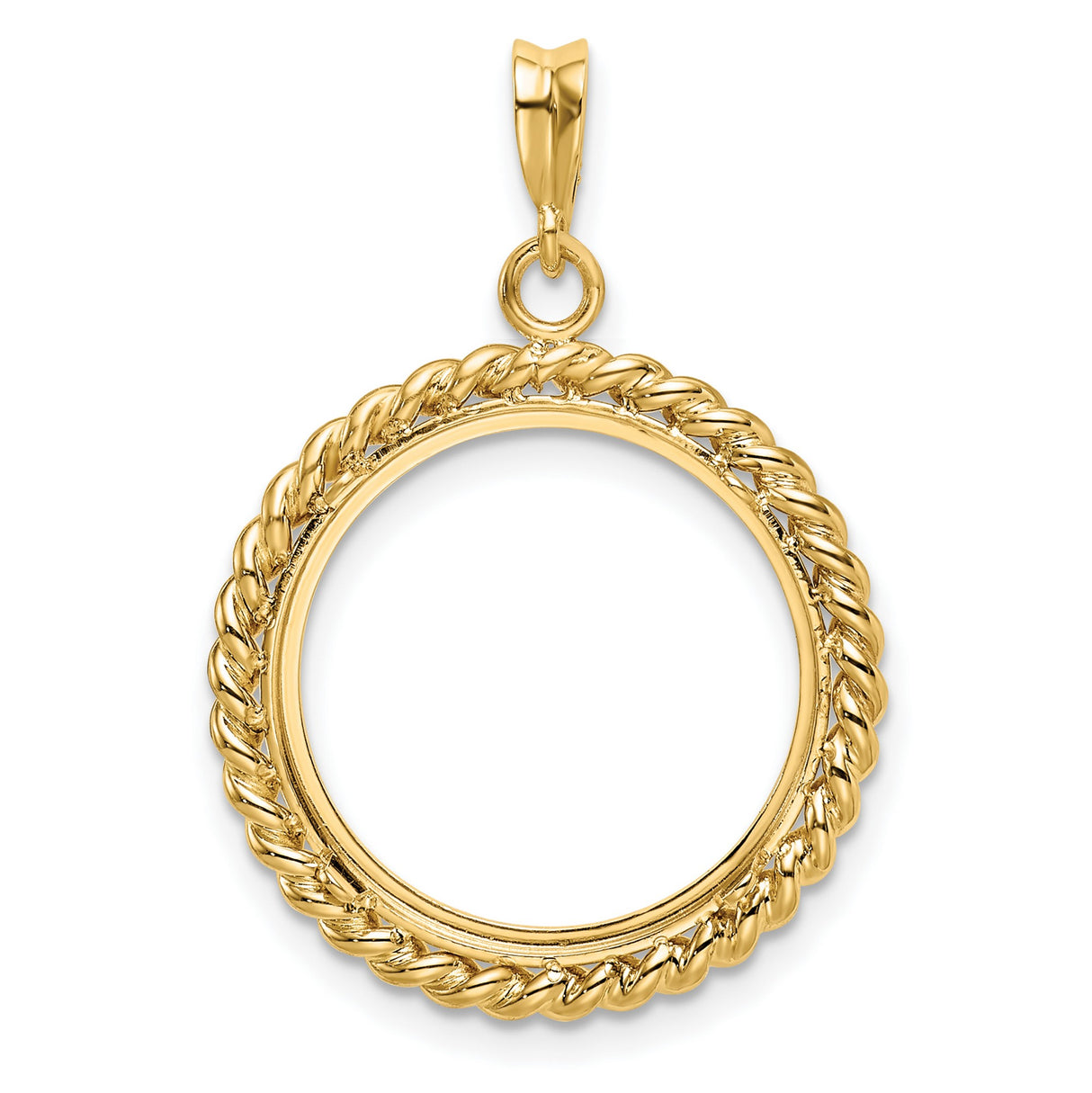 10 cents US Dime Prong Set Twisted Rope Coin Bezel in 14k Yellow Gold