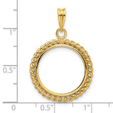 10 cents US Dime Prong Set Twisted Rope Coin Bezel in 14k Yellow Gold