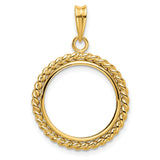 10 cents US Dime Prong Set Twisted Rope Coin Bezel in 14k Yellow Gold