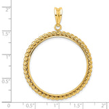 1 oz Australian Lunar Tiger Prong Set Twisted Rope Coin Bezel in 14k Yellow Gold