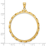 50 Pecos Mexican Peso Screw Top Twisted Ribbon Coin Bezel in 14k Yellow Gold