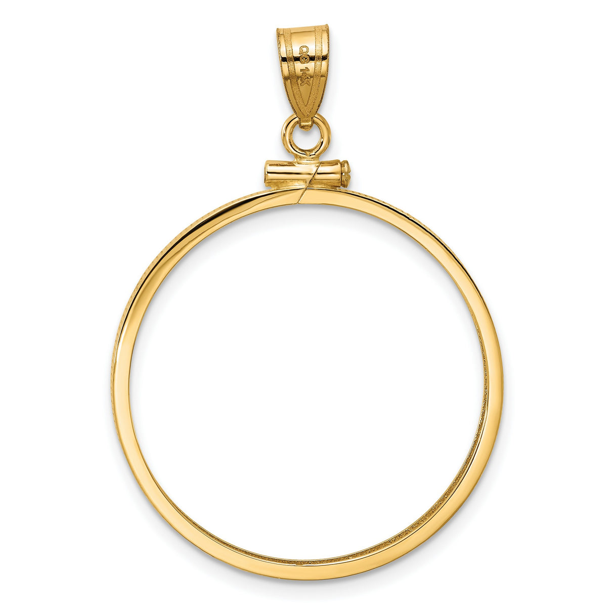 Mexican Peso Screw Top Reeded Border Coin Bezel in 14k Yellow Gold