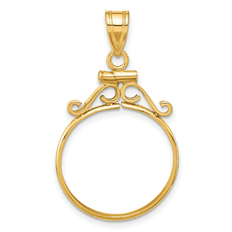  Mexican Peso Screw Top English Scroll Coin Bezel in 14k Yellow Gold