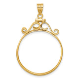 Mexican Peso Screw Top English Scroll Coin Bezel in 14k Yellow Gold