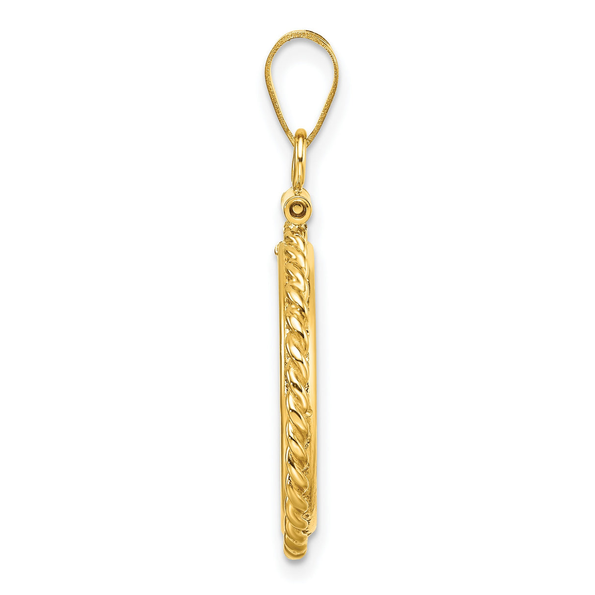 Mexican Peso Screw Top Twisted Rope Coin Bezel in 14k Yellow Gold