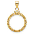  Mexican Peso Screw Top Twisted Rope Coin Bezel in 14k Yellow Gold