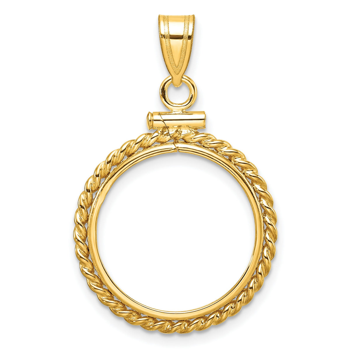  Mexican Peso Screw Top Twisted Rope Coin Bezel in 14k Yellow Gold