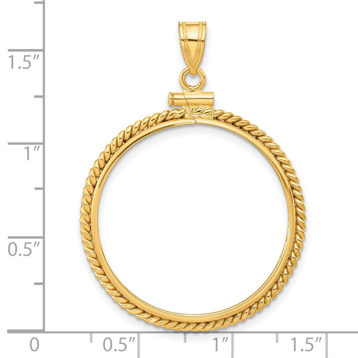 20 Pecos Mexican Peso Screw Top Twisted Rope Coin Bezel in 14k Yellow Gold