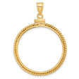 20 Pecos Mexican Peso Screw Top Twisted Rope Coin Bezel in 14k Yellow Gold