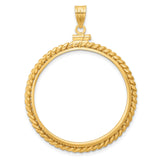 1 oz Australian Lunar Tiger Screw Top Twisted Rope Coin Bezel in 14k Yellow Gold