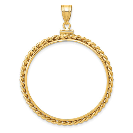 50 Pecos Mexican Peso Screw Top Twisted Rope Coin Bezel in 14k Yellow Gold