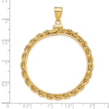 50 Pecos Mexican Peso Screw Top Knotted Rope Coin Bezel in 14k Yellow Gold