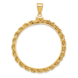 50 Pecos Mexican Peso Screw Top Knotted Rope Coin Bezel in 14k Yellow Gold