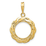 2 Dos Pesos Mexican Peso Prong Set Braided Coin Bezel in 14k Yellow Gold