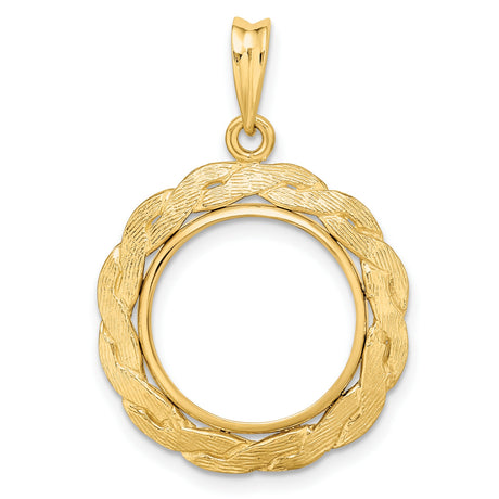  Mexican Peso Prong Set Braided Coin Bezel in 14k Yellow Gold