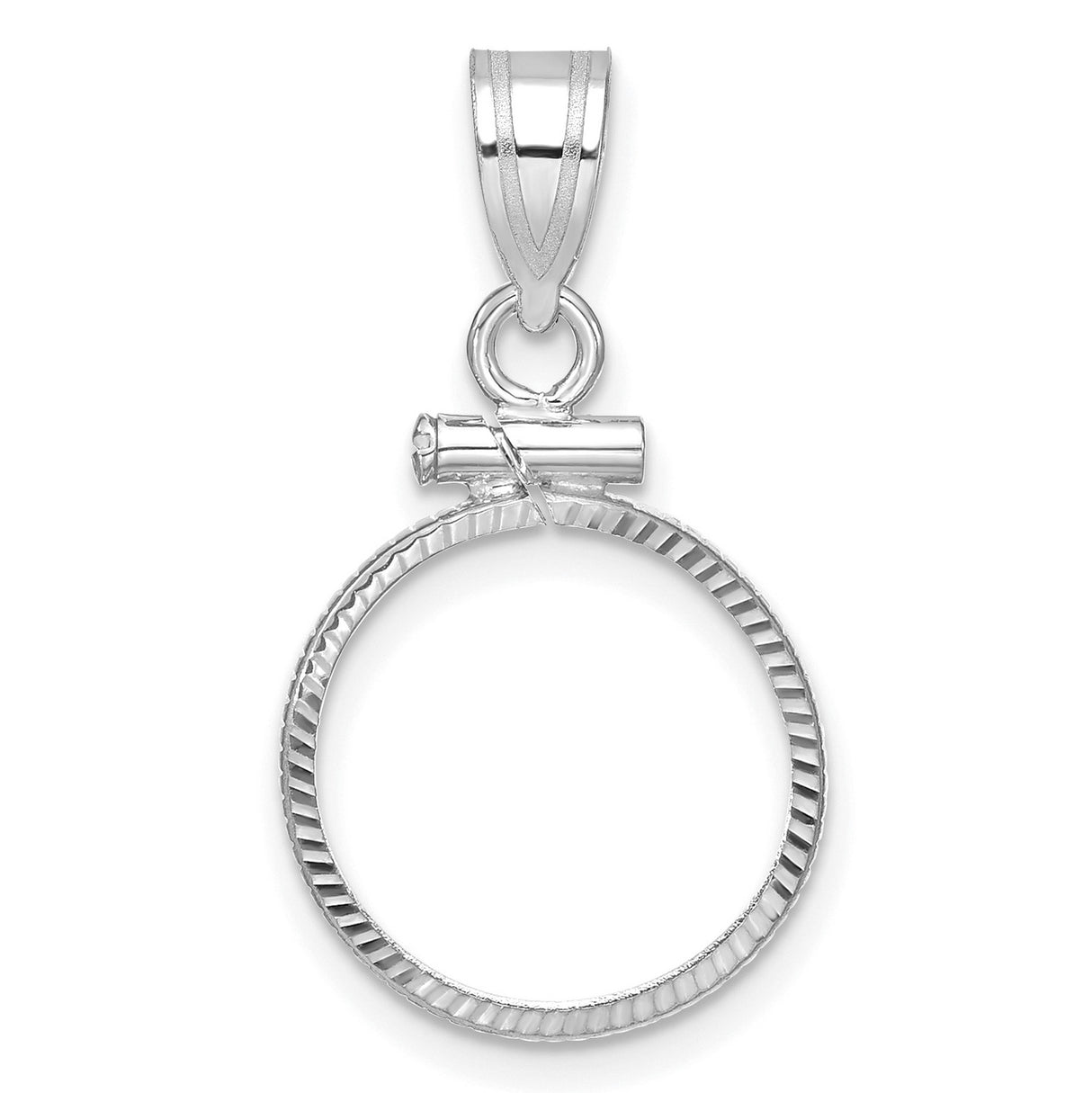 2 Dos Pesos Mexican Peso Screw Top Diamond-Cut Faceted Coin Bezel in 14k White Gold