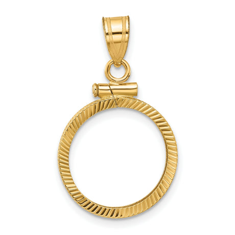 2.5 Pecos Mexican Peso Screw Top Diamond-Cut Faceted Coin Bezel in 14k Yellow Gold