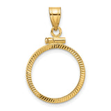 10 cents US Barber Dime Screw Top Diamond-Cut Faceted Coin Bezel in 14k Yellow Gold