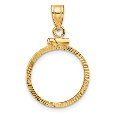 10 cents US Dime Screw Top Diamond-Cut Faceted Coin Bezel in 14k Yellow Gold