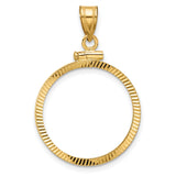 $5 US Indian Half Eagle Screw Top Diamond-Cut Faceted Coin Bezel in 14k Yellow Gold