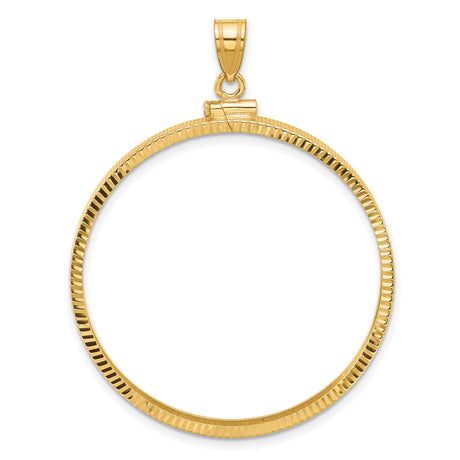 50 Pecos Mexican Peso Screw Top Diamond-Cut Faceted Coin Bezel in 14k Yellow Gold