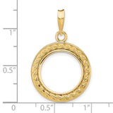 2.5 Pecos Mexican Peso Prong Set Encased Rope Coin Bezel in 14k Yellow Gold