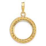 2.5 Pecos Mexican Peso Prong Set Encased Rope Coin Bezel in 14k Yellow Gold