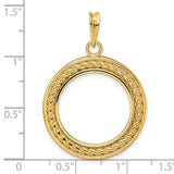 Mexican Peso Prong Set Encased Rope Coin Bezel in 14k Yellow Gold